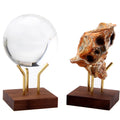 New Arrival Small Wood Stand Crystal Ball with Cooper Stand Golf Ball Displays Gemstone Crystal Holder Sphere Stand