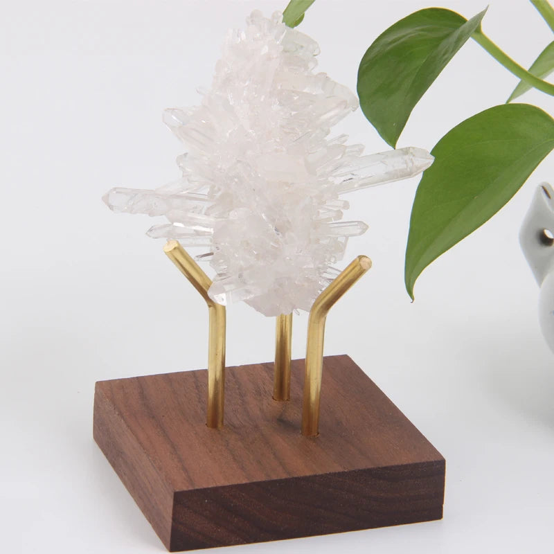 New Arrival Small Wood Stand Crystal Ball with Cooper Stand Golf Ball Displays Gemstone Crystal Holder Sphere Stand