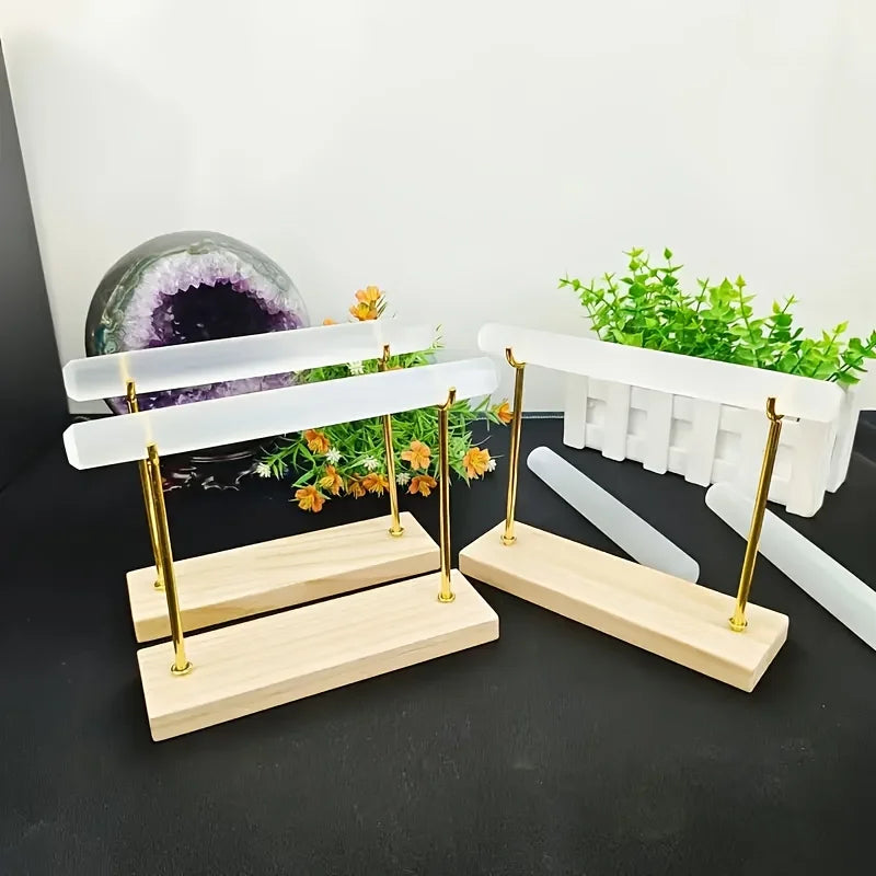 Natural Selenite Crystal Display Stand, Selenite Crystal Display Stand, bracelet display stand, Jewelry bracelet display hanger
