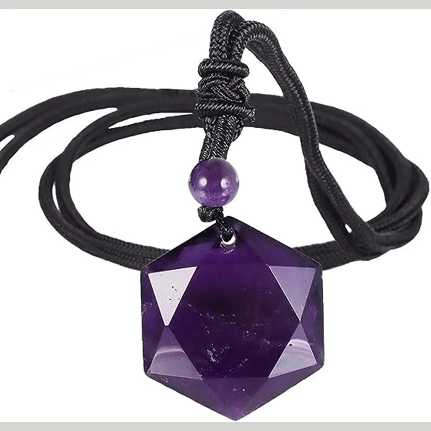 Natural Amethysts Reiki Tree of Life Hexagon Heart Wire Wrapped Pendant Circle Donut Braided Handmade Necklace Women Men Jewelry