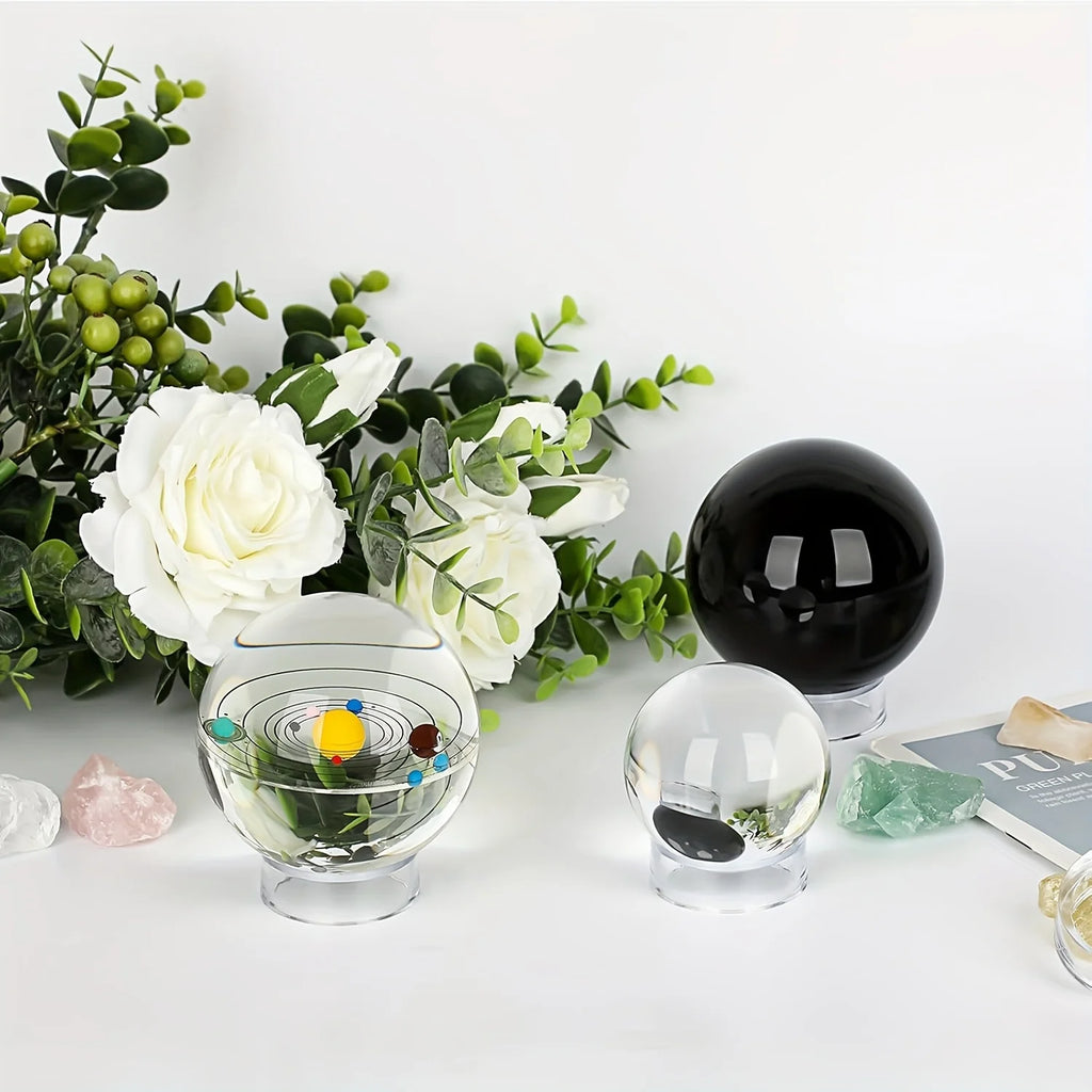 12-24Pcs Clear Sphere Display Stand Round Acrylic Ring Stands Baseballs Stand Sphere Holder for Decorative Eggs Crystal Balls