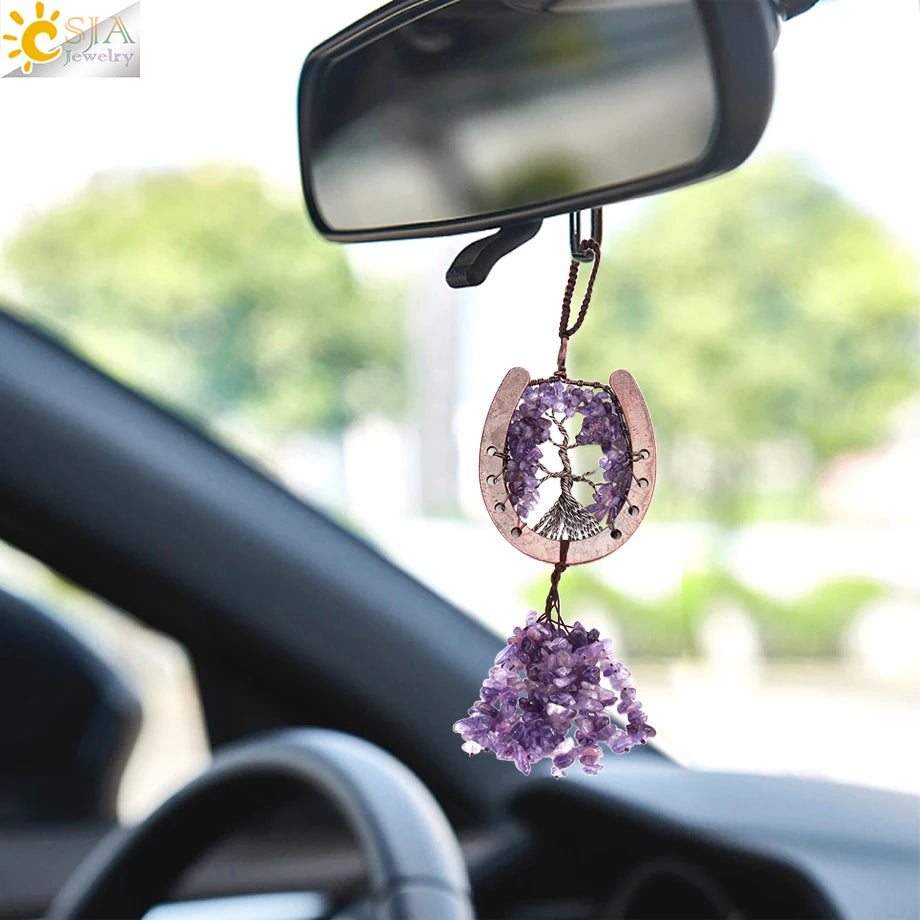 7 Chakras Reiki Tree of Life Pendant for Car Rearview Mirror Hanging Home Decoration Ornament Fengshui Spiritual Jewelry H280