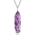Natural Amethysts Reiki Tree of Life Hexagon Heart Wire Wrapped Pendant Circle Donut Braided Handmade Necklace Women Men Jewelry