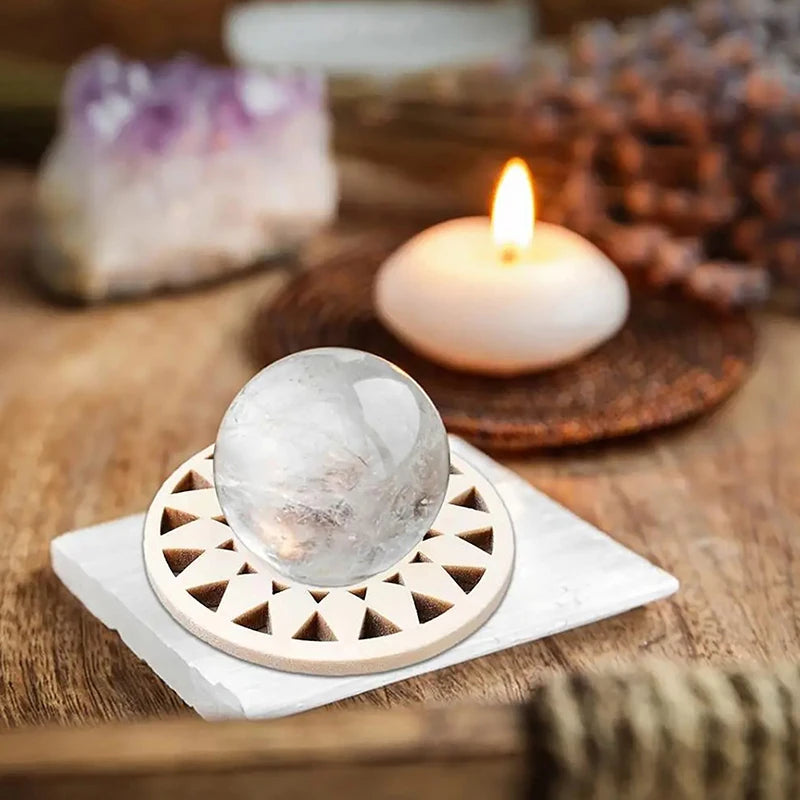 Crystal Ball Holder Wooden Crystal Ball Base Stand Hollow Crystal Sphere Stand Hollow Sunflower Design For Crystal Ball Display