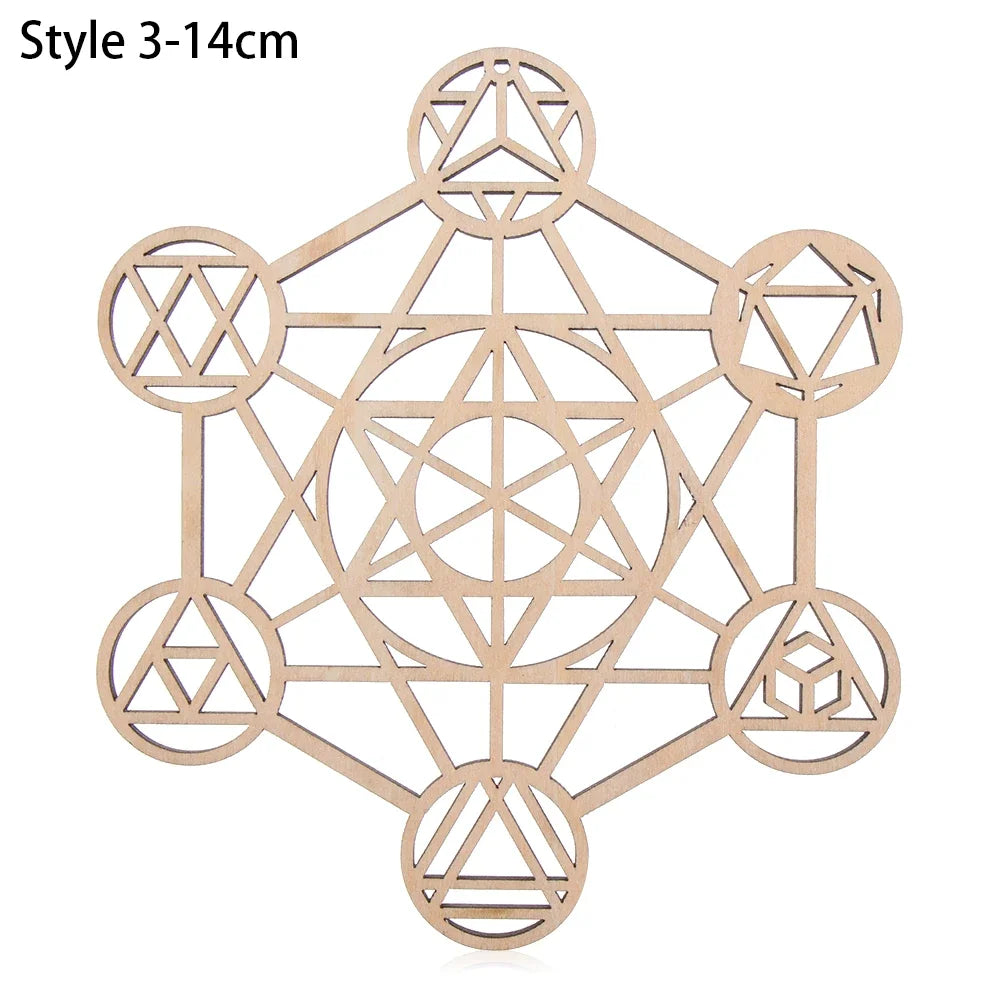 New Chakra Flower of life Natural Symbol  Wood Round Edge Circles Carved Coaster For Stone Crystal Set Home Kitchen DIY Decor