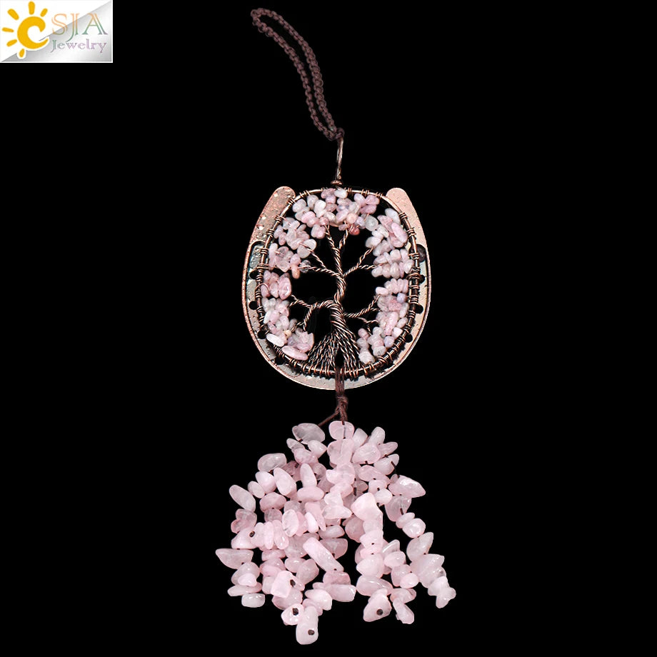 7 Chakras Reiki Tree of Life Pendant for Car Rearview Mirror Hanging Home Decoration Ornament Fengshui Spiritual Jewelry H280