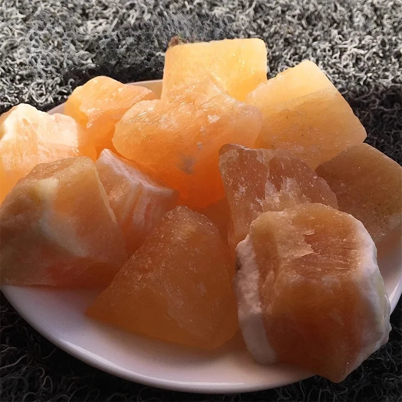 Natural Rough Orange Calcite Raw Crystal  Mineral Specimens  1pc