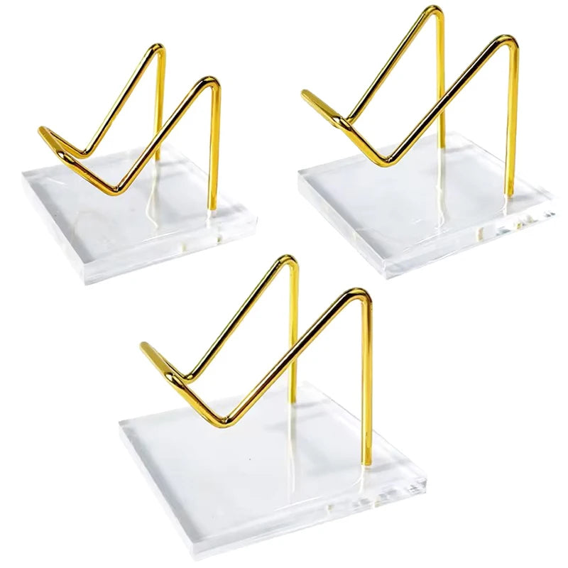 Metal Mineral Display Stand With Acrylic Base For Crystal Jewelry Stand Stone Shelf