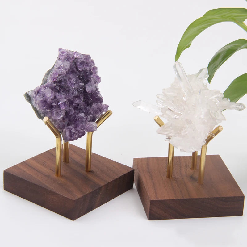 New Arrival Small Wood Stand Crystal Ball with Cooper Stand Golf Ball Displays Gemstone Crystal Holder Sphere Stand