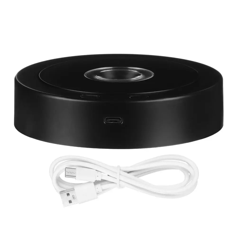 Display Stand Multi-color LED Light Spinning Base for Crystals Glass Crafts Pedestals Electric Turntable with Charging Cable