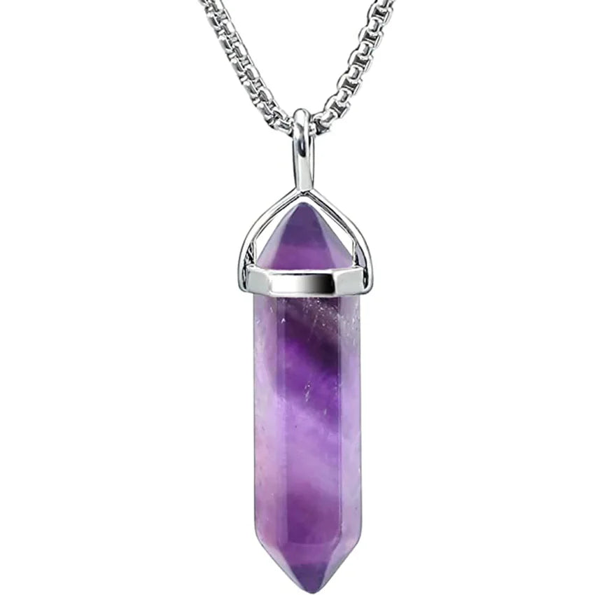 Natural Amethysts Reiki Tree of Life Hexagon Heart Wire Wrapped Pendant Circle Donut Braided Handmade Necklace Women Men Jewelry