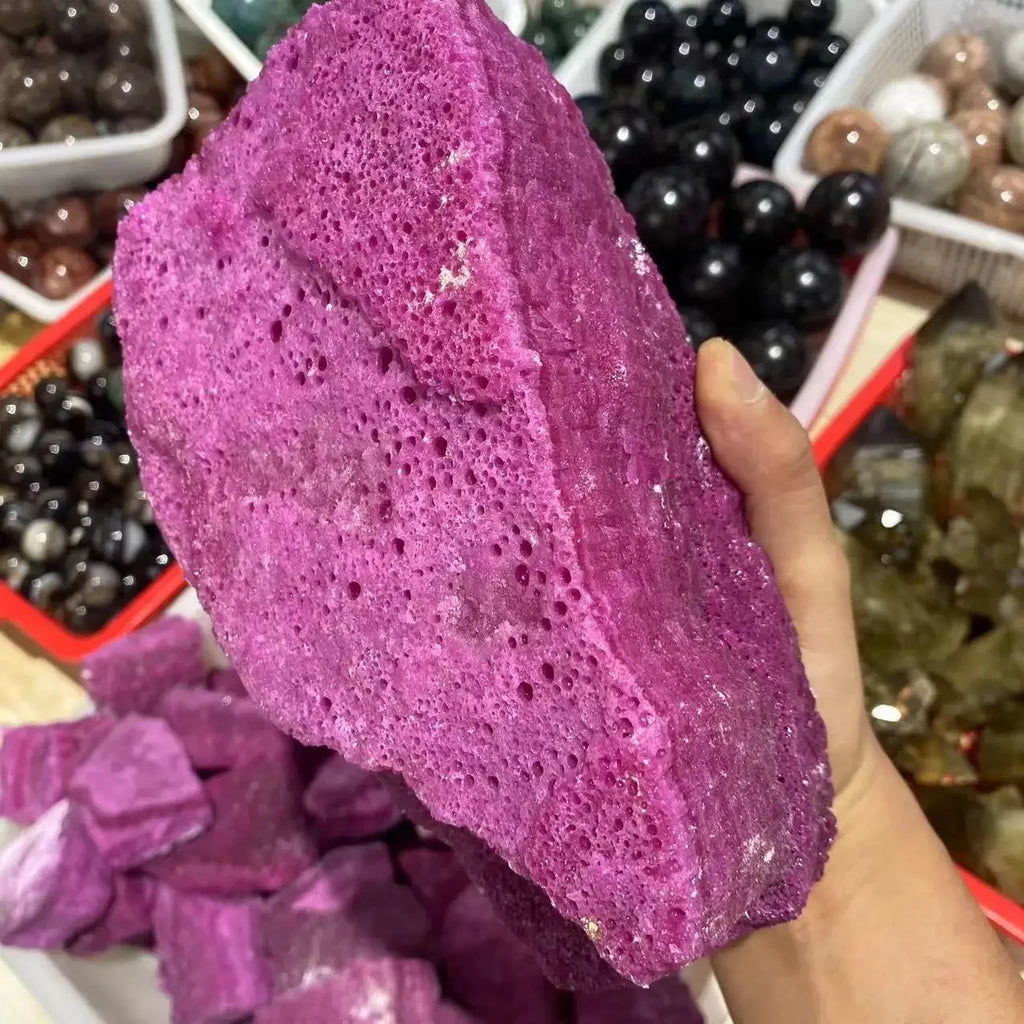 Natural rough red corundum and mineral spirit ruby raw gemstones Specimen Healing