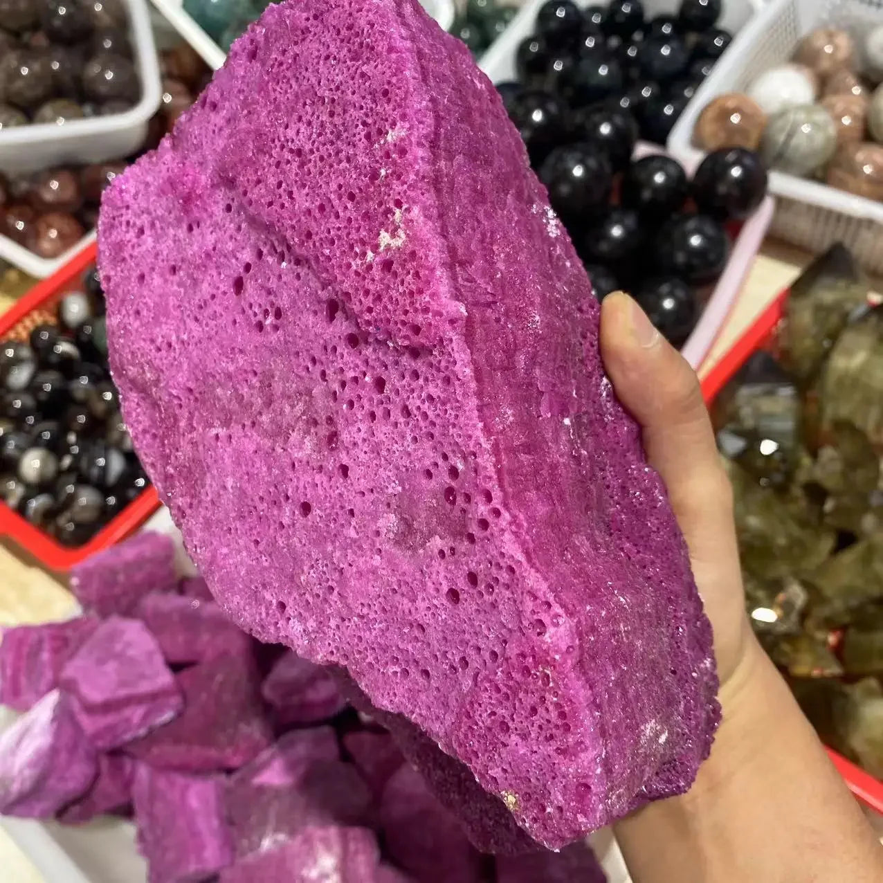Natural rough red corundum and mineral spirit ruby raw gemstones Specimen Healing