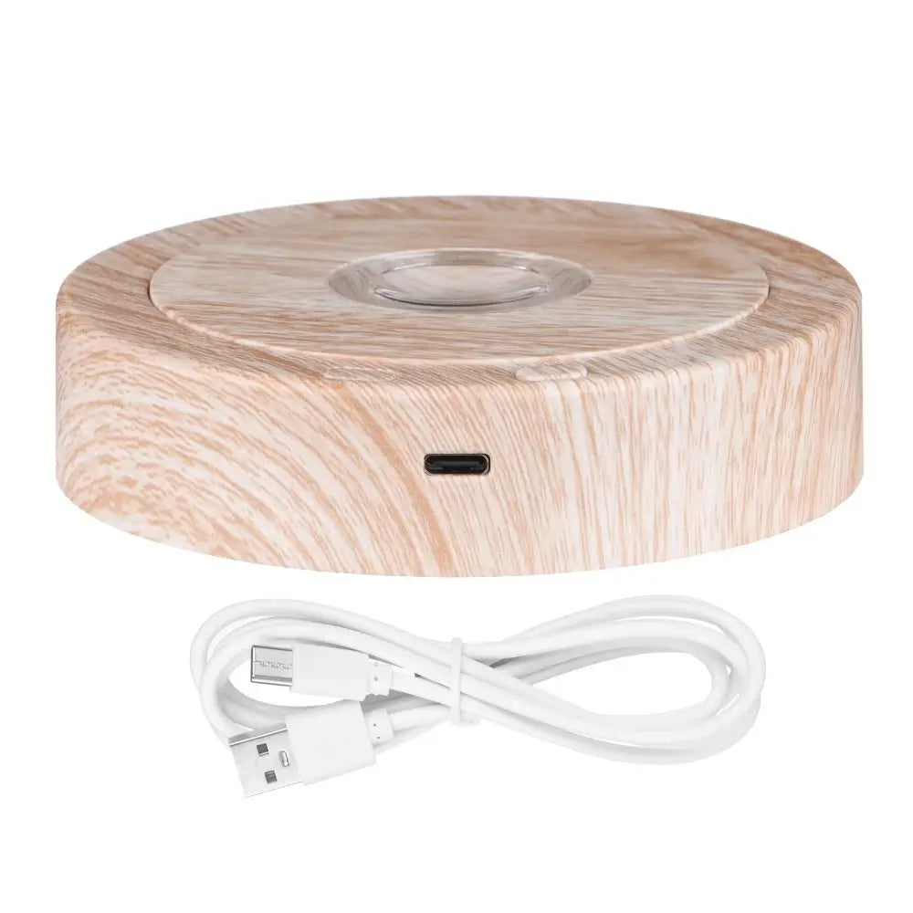 Display Stand Multi-color LED Light Spinning Base for Crystals Glass Crafts Pedestals Electric Turntable with Charging Cable