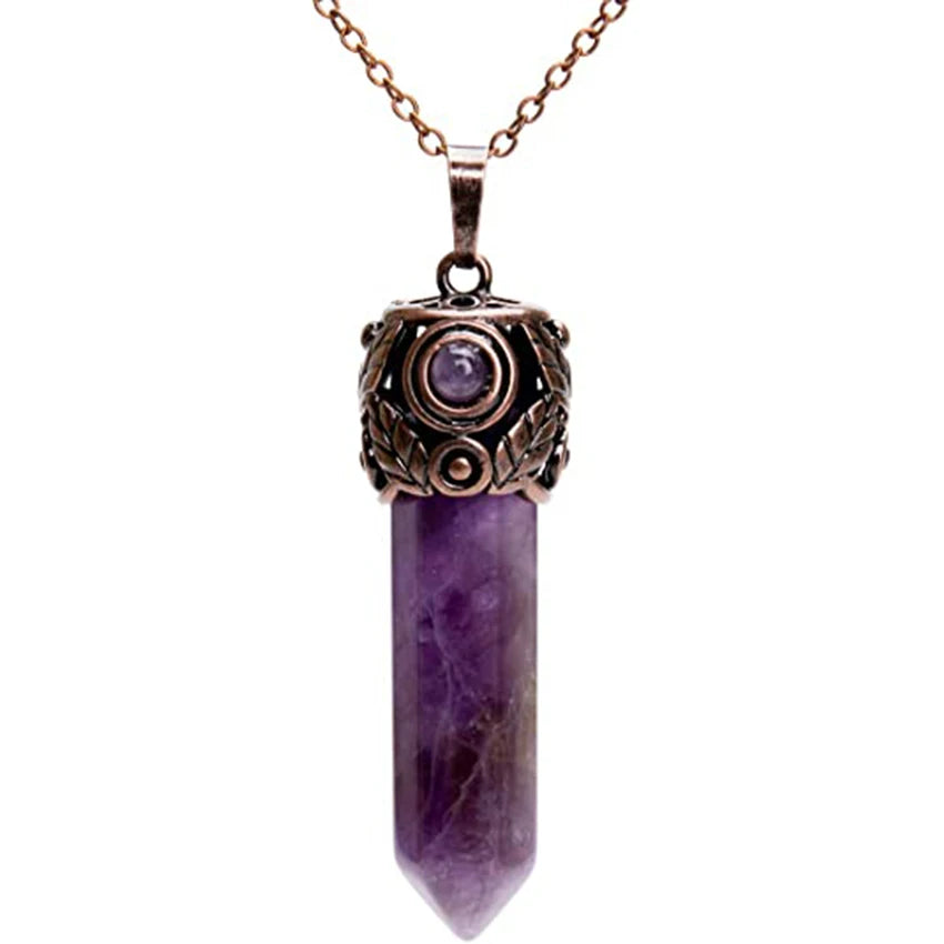 Natural Amethysts Reiki Tree of Life Hexagon Heart Wire Wrapped Pendant Circle Donut Braided Handmade Necklace Women Men Jewelry