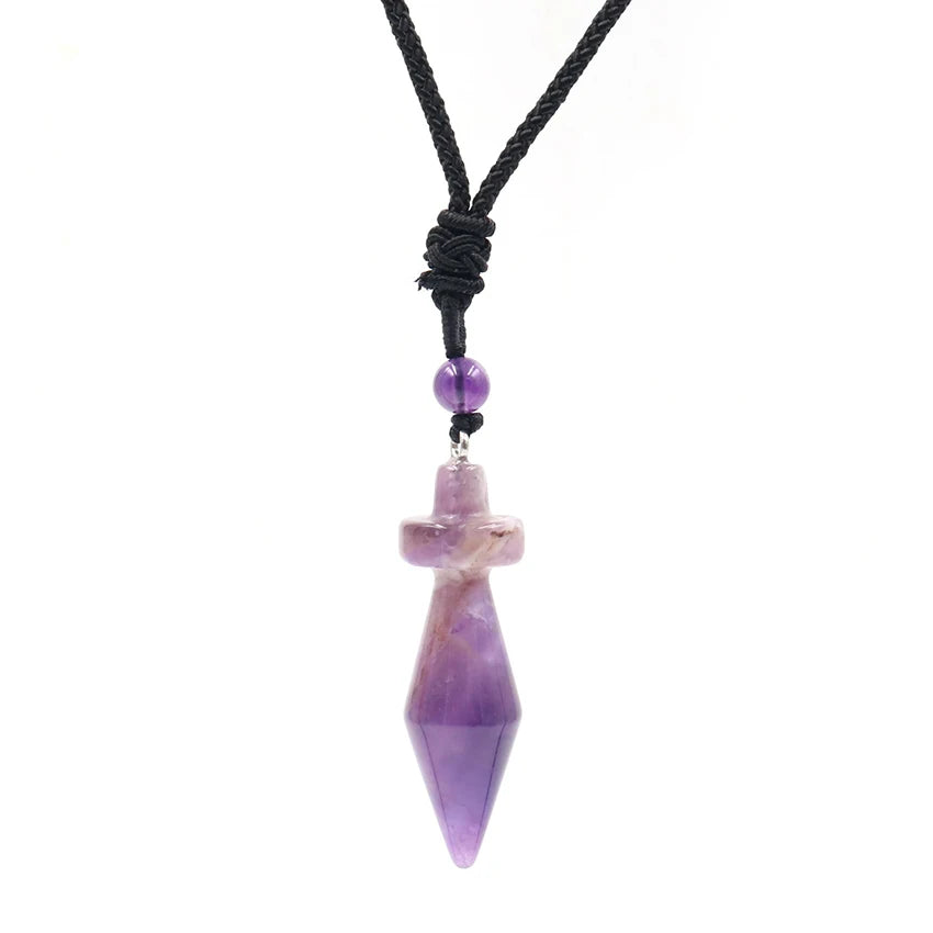 Natural Amethysts Reiki Tree of Life Hexagon Heart Wire Wrapped Pendant Circle Donut Braided Handmade Necklace Women Men Jewelry