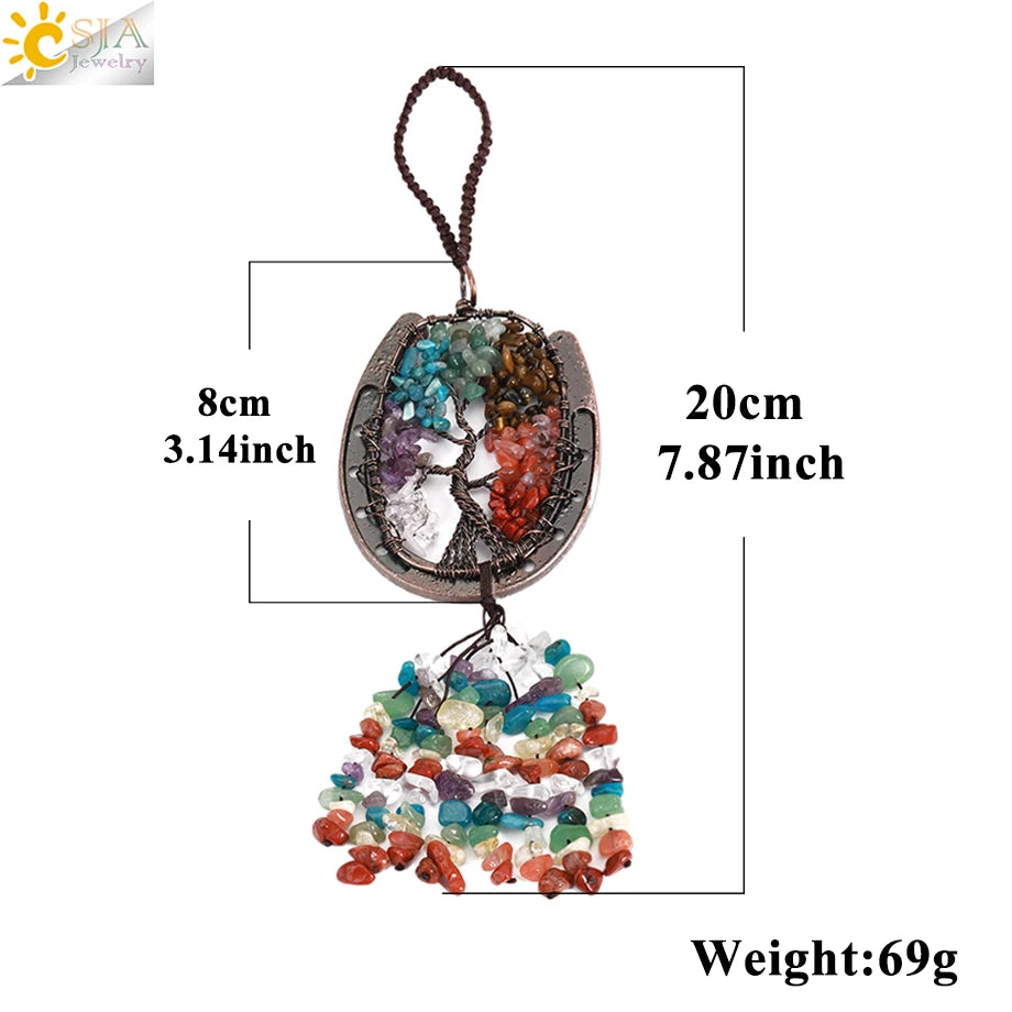 7 Chakras Reiki Tree of Life Pendant for Car Rearview Mirror Hanging Home Decoration Ornament Fengshui Spiritual Jewelry H280