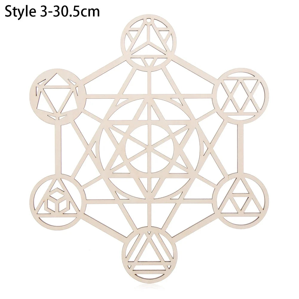 New Chakra Flower of life Natural Symbol  Wood Round Edge Circles Carved Coaster For Stone Crystal Set Home Kitchen DIY Decor